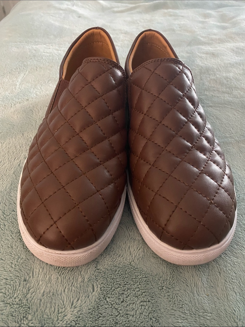 Quilted Slip-On Flats for Women - Brown